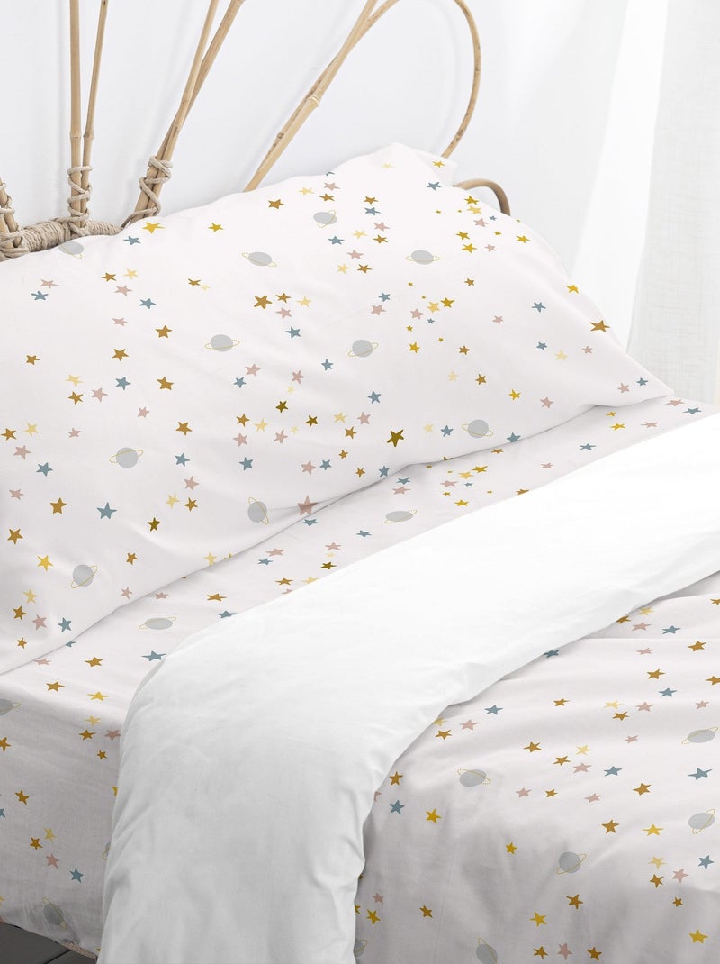 Parure housse de couette 2 pièces Saturn "Happyfriday" Blanc - Kiabi