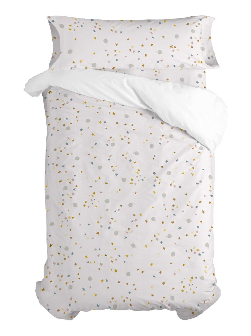 Parure housse de couette 2 pièces Saturn "Happyfriday" Blanc - Kiabi