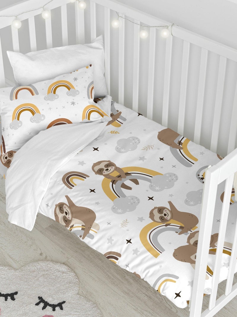Parure housse de couette 2 pièces Sleepy sloth Berceau "Happyfriday" Multicolore - Kiabi