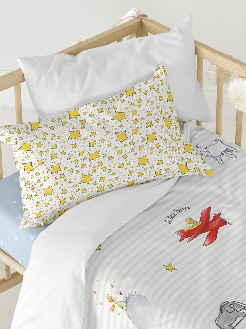 Parure housse de couette 2 pièces Son monde Lit Bébé "Happyfriday" Bleu Jaune Blanc - Kiabi