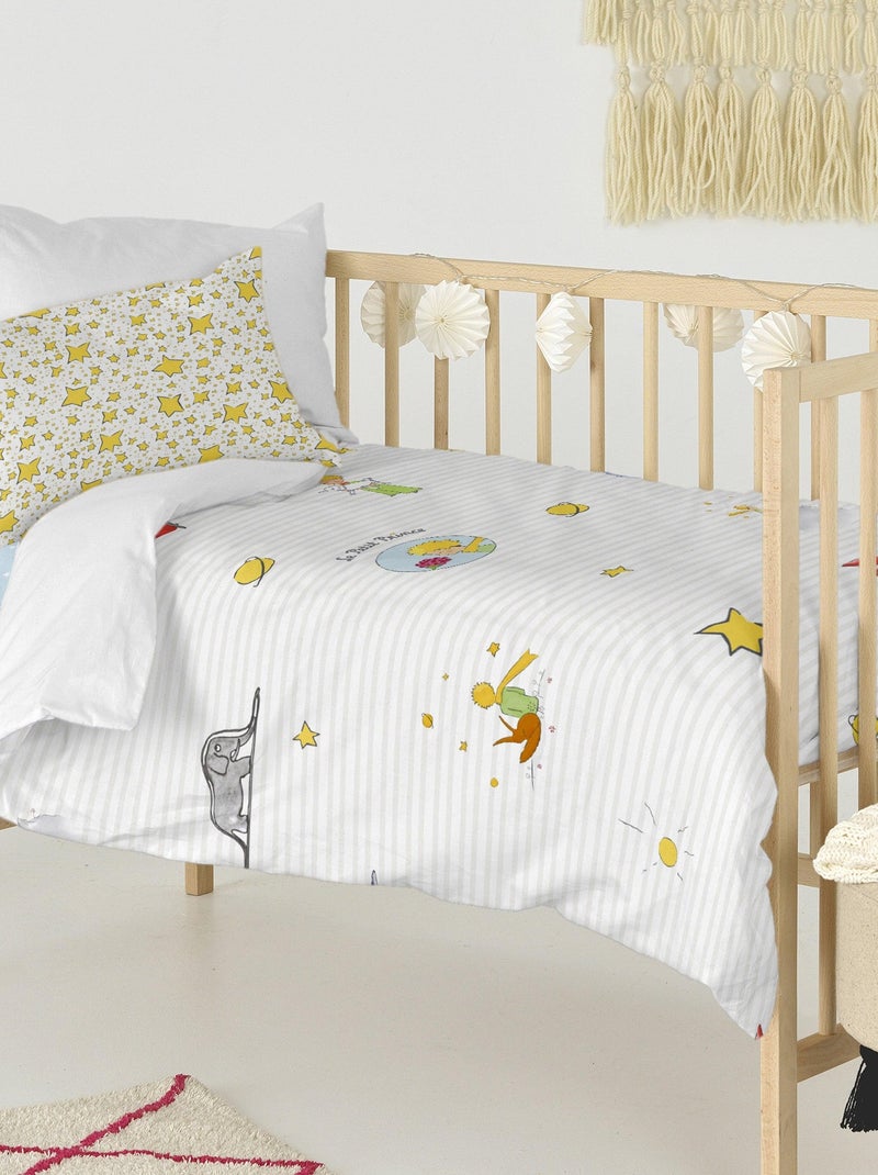 Parure housse de couette 2 pièces Son monde Lit Bébé "Happyfriday" Bleu Jaune Blanc - Kiabi