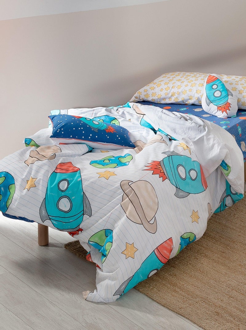 Parure housse de couette 2 pièces Space rocket "Happyfriday" Blanc - Kiabi