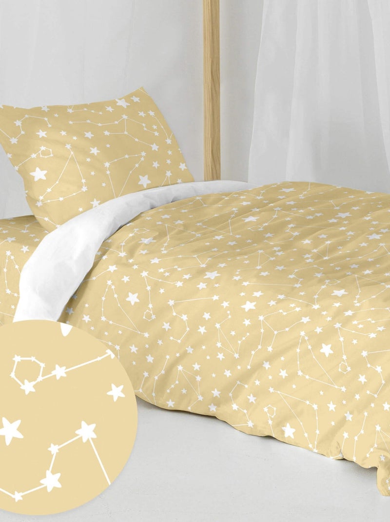 Parure housse de couette 2 pièces Star sign "Happyfriday" Blanc - Kiabi