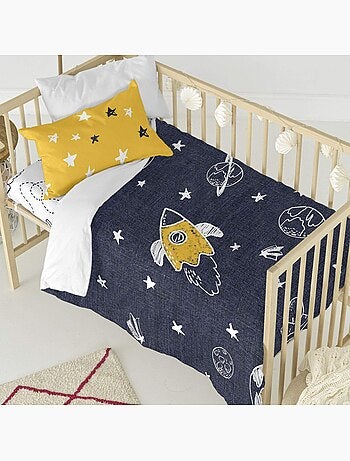 Parure housse de couette 2 pièces starspace berceau "happyfriday