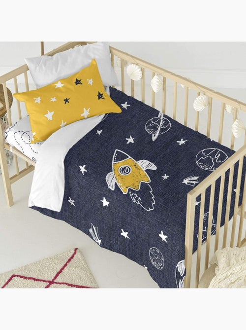 Parure housse de couette 2 pièces starspace berceau "happyfriday" - Kiabi Parure housse de couette 2 pièces starspace berceau "happyfriday" - Kiabi
