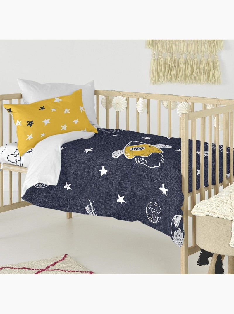 Parure housse de couette 2 pièces starspace berceau "happyfriday" Multicolore - Kiabi