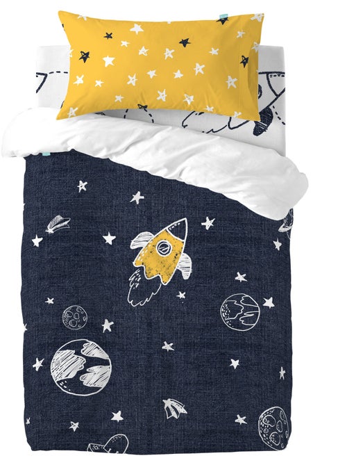 Parure housse de couette 2 pièces starspace berceau "happyfriday" - Kiabi Parure housse de couette 2 pièces starspace berceau "happyfriday" - Kiabi