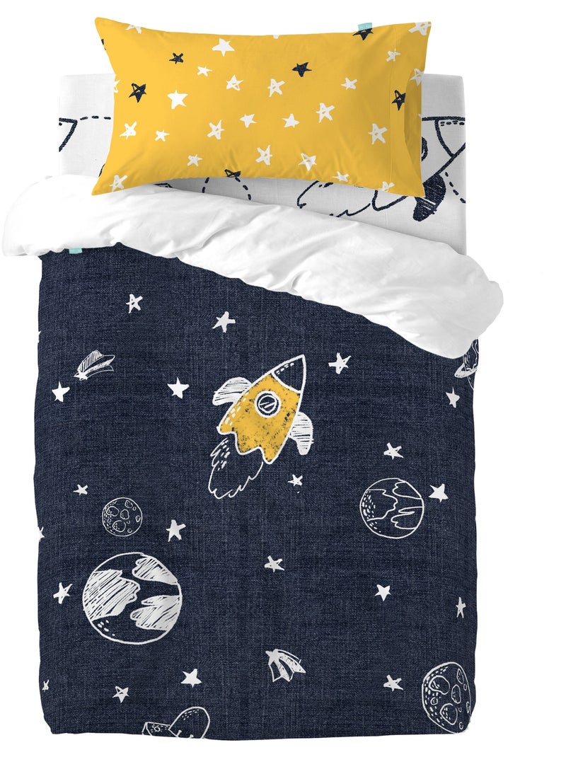 Parure housse de couette 2 pièces starspace berceau "happyfriday" Multicolore - Kiabi