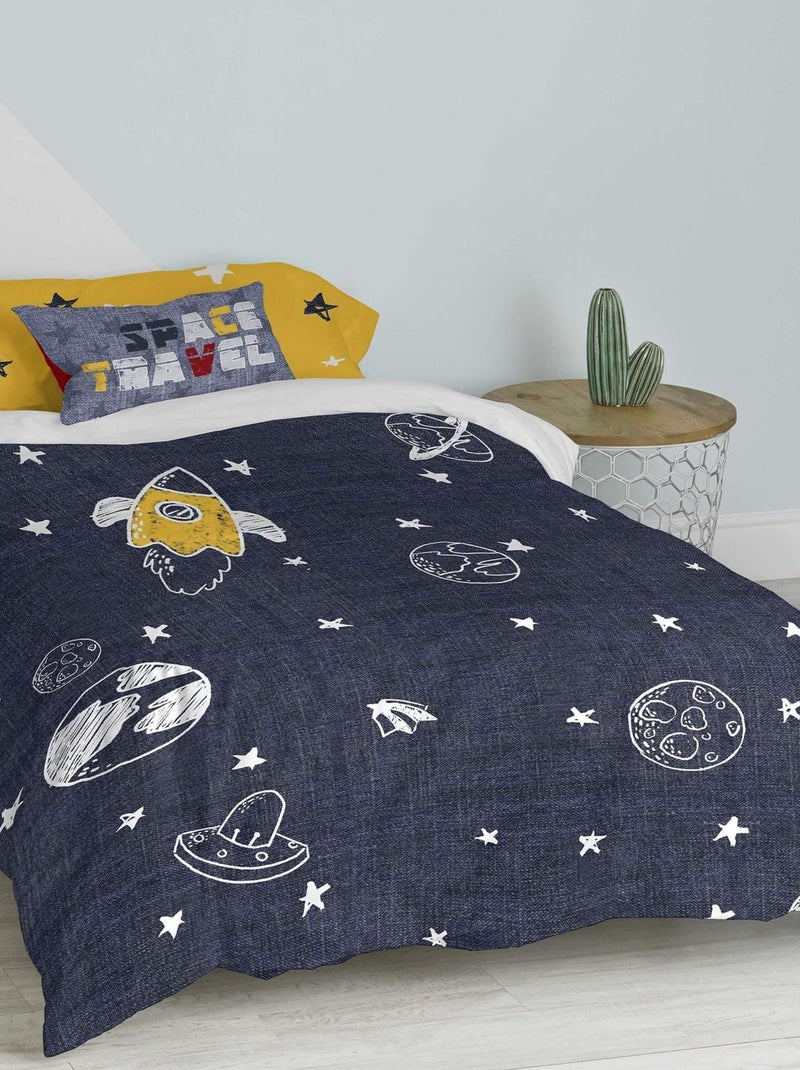 Parure housse de couette 2 pièces Starspace "Happyfriday" Blanc - Kiabi