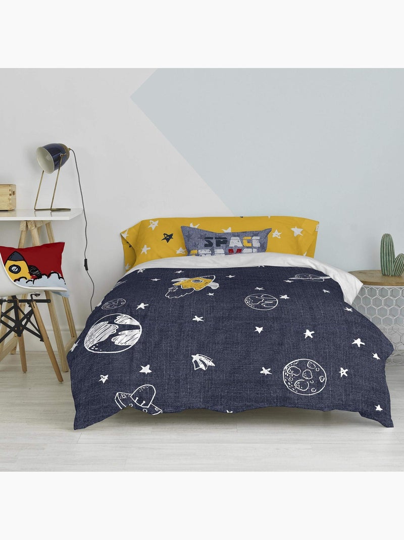 Parure housse de couette 2 pièces Starspace "Happyfriday" Blanc - Kiabi