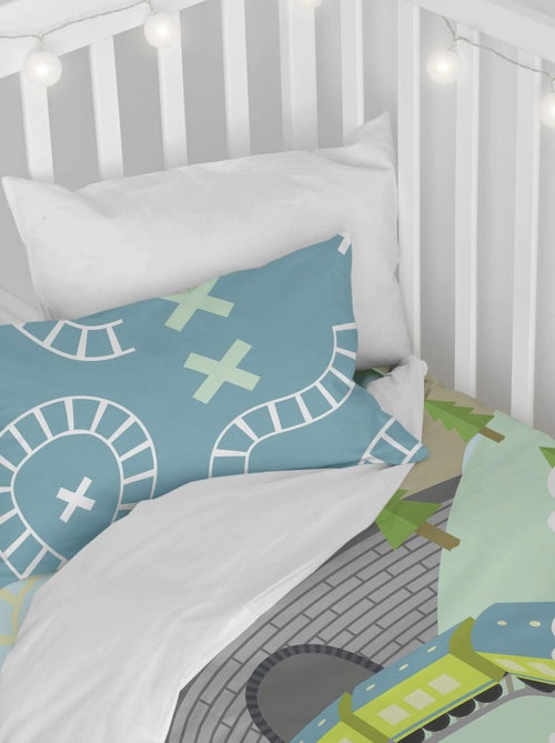 Parure housse de couette 2 pièces Train Lit Bébé "Happyfriday" - Kiabi