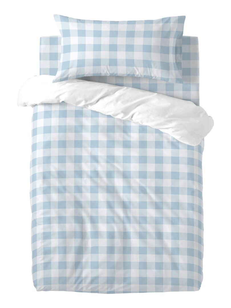 Parure housse de couette 2 pièces Vichy "Happyfriday" - Bleu - Kiabi