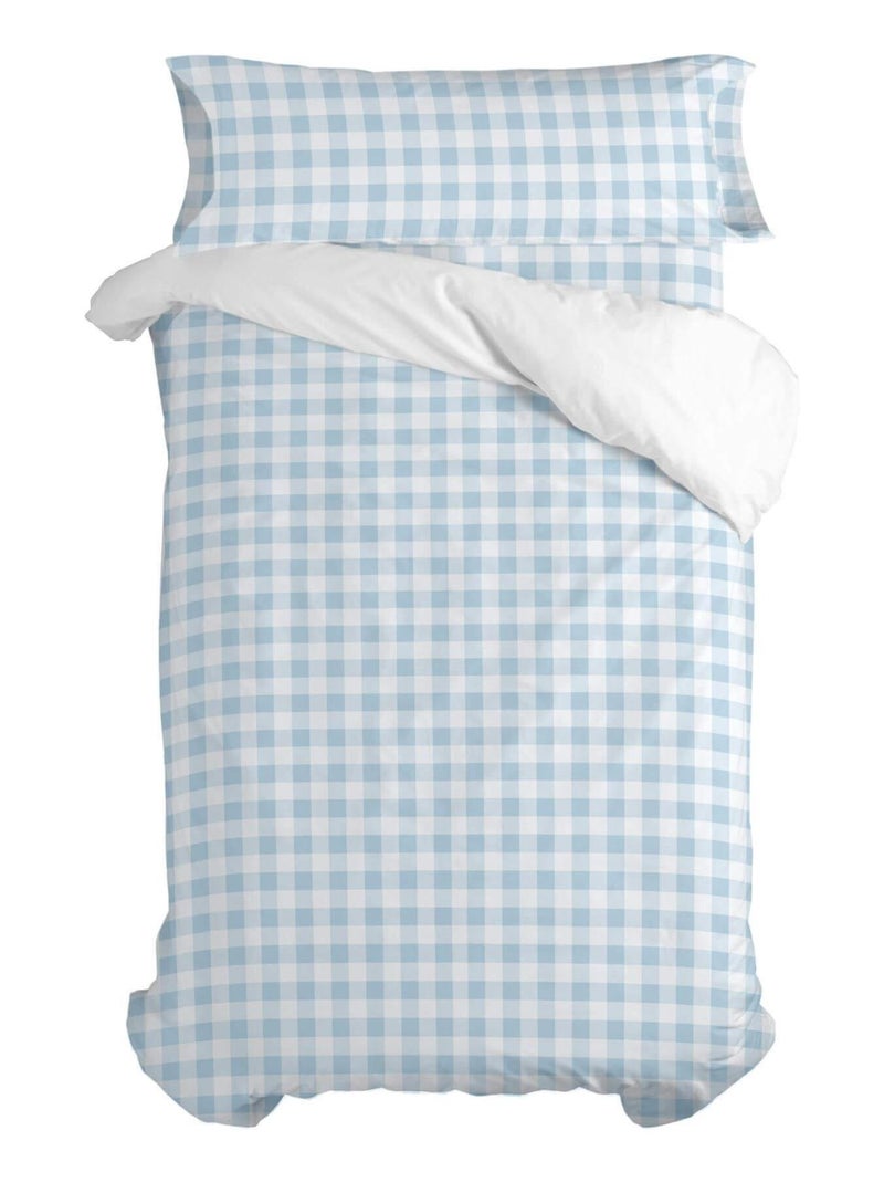 Parure housse de couette 2 pièces Vichy "Happyfriday" Bleu - Kiabi