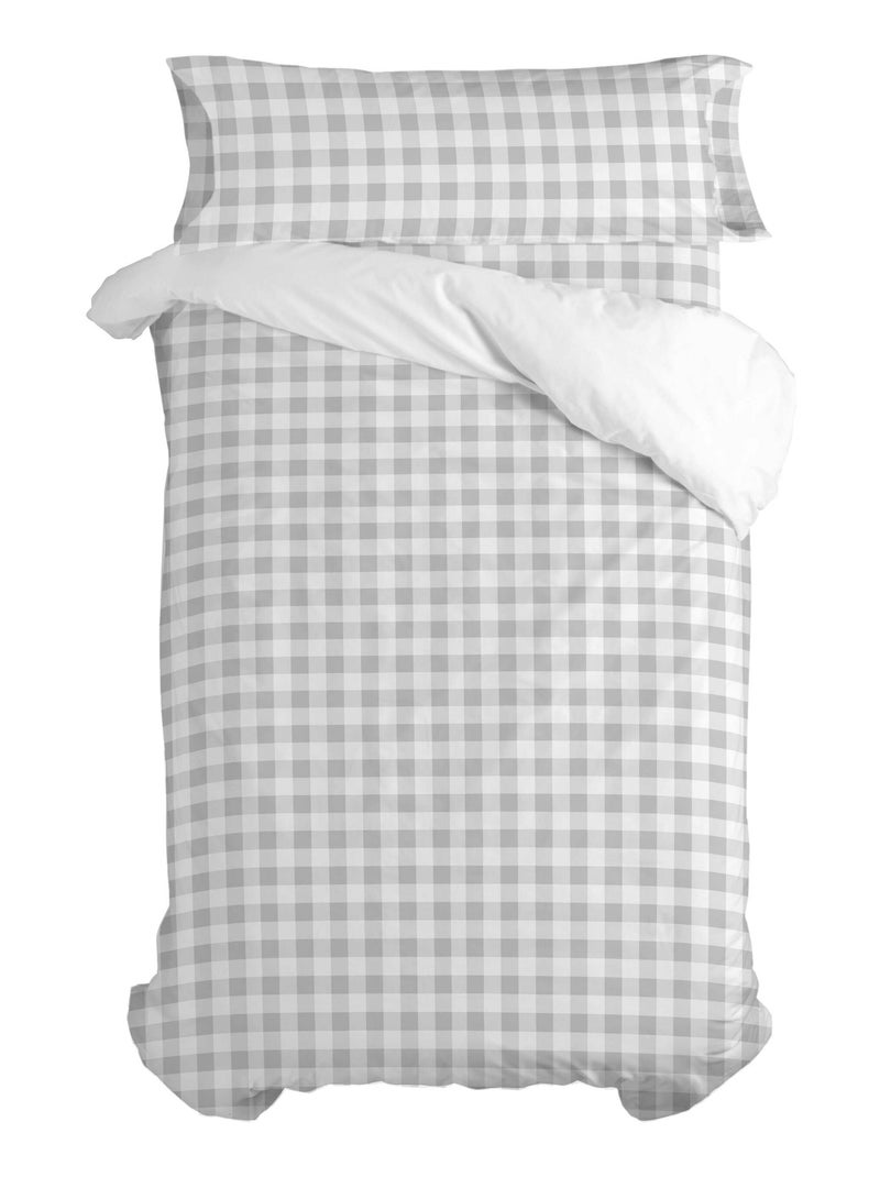 Parure housse de couette 2 pièces Vichy "Happyfriday" Gris - Kiabi