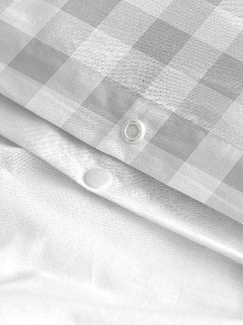 Parure housse de couette 2 pièces Vichy "Happyfriday" Gris - Kiabi