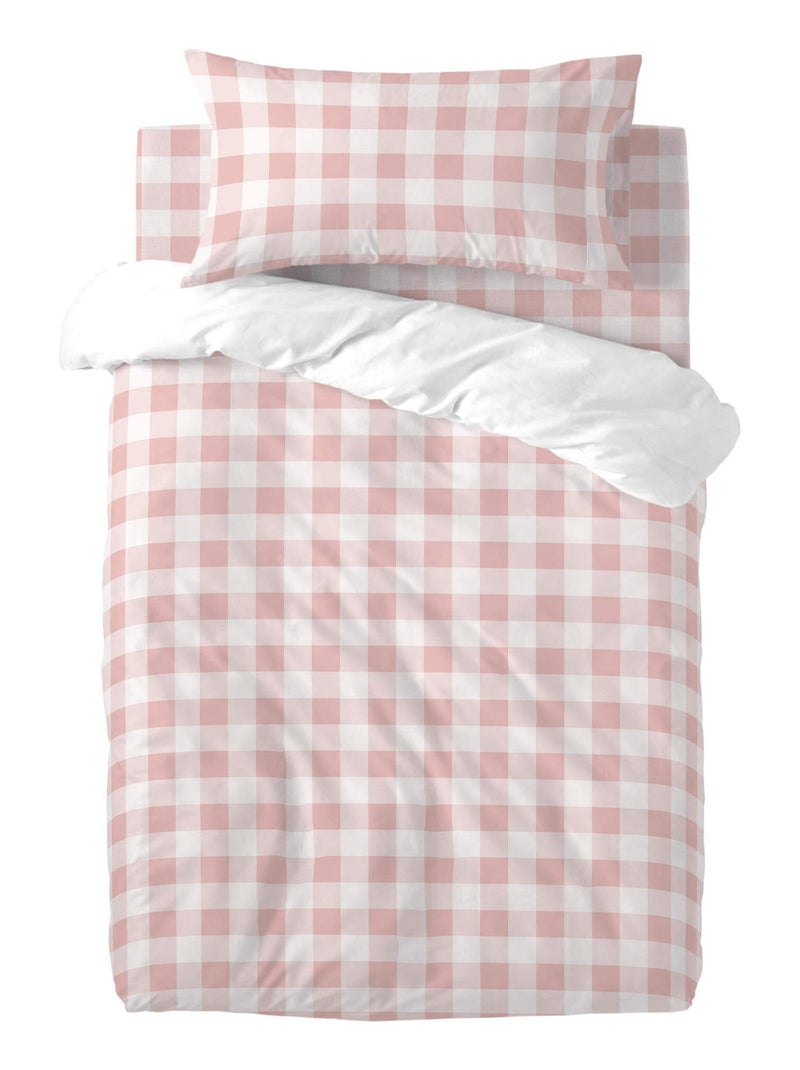 Parure housse de couette 2 pièces Vichy "Happyfriday" Rose - Kiabi