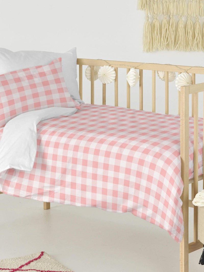 Parure housse de couette 2 pièces Vichy "Happyfriday" Rose - Kiabi