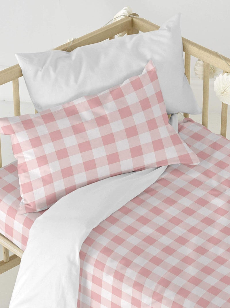 Parure housse de couette 2 pièces Vichy "Happyfriday" Rose - Kiabi