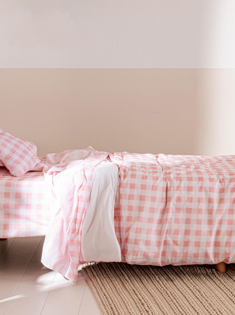 Parure housse de couette 2 pièces Vichy "Happyfriday" Rose - Kiabi