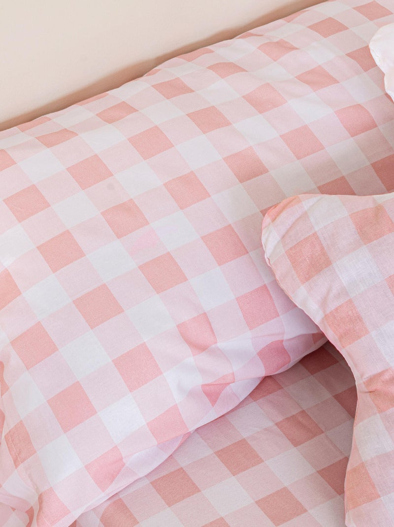 Parure housse de couette 2 pièces Vichy "Happyfriday" Rose - Kiabi