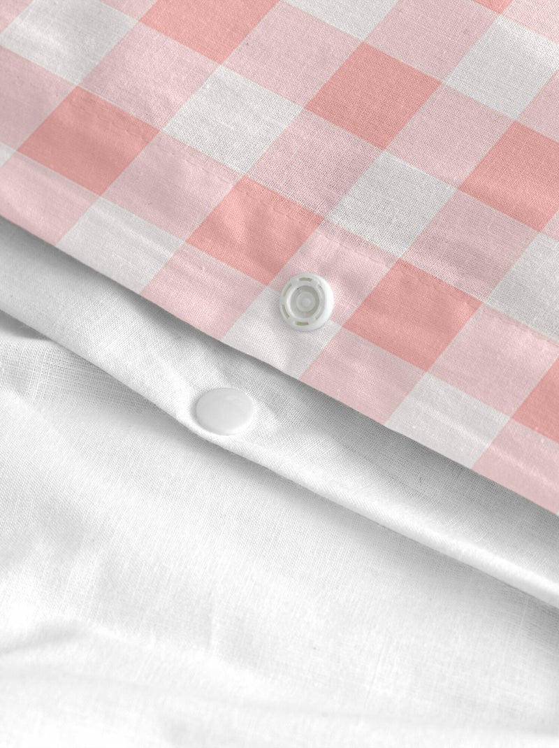 Parure housse de couette 2 pièces Vichy "Happyfriday" Rose - Kiabi