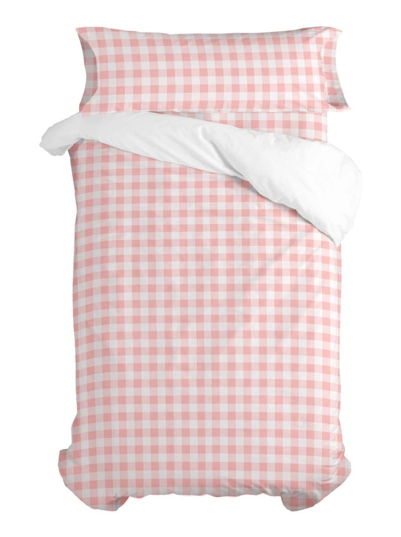 Parure housse de couette 2 pièces Vichy "Happyfriday" Rose - Kiabi