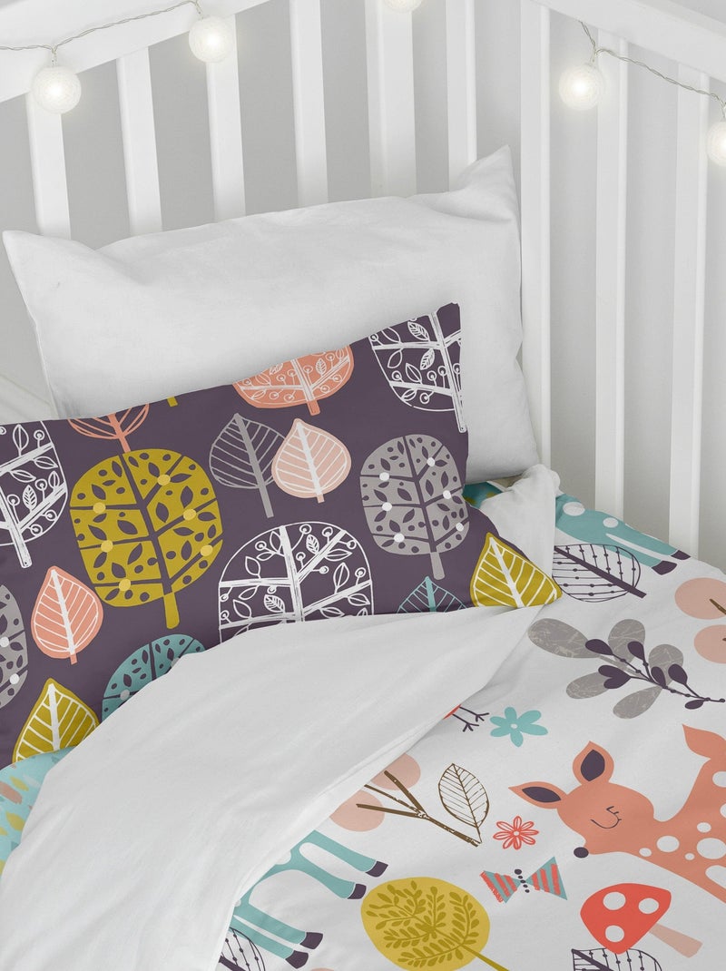 Parure housse de couette 2 pièces Woodland Berceau "Happyfriday" Bleu Jaune - Kiabi