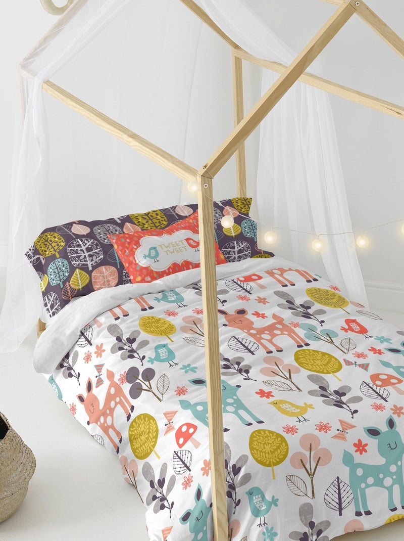 Parure housse de couette 2 pièces Woodland "Happyfriday" Blanc - Kiabi