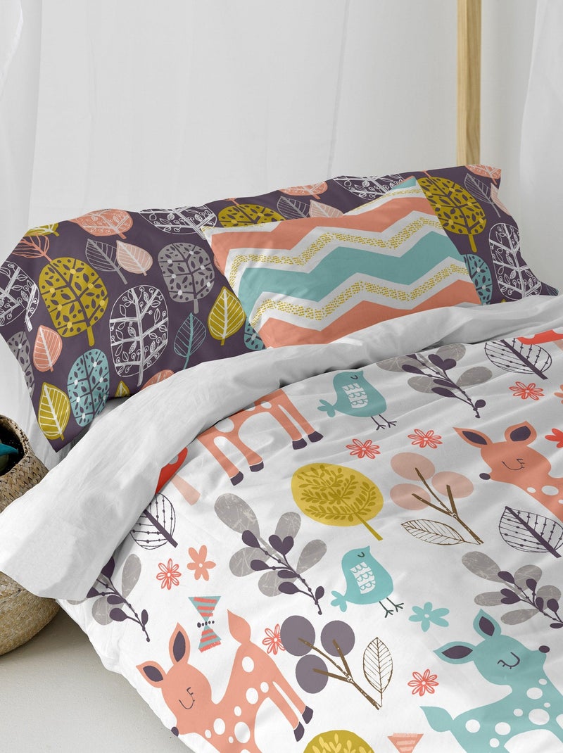 Parure housse de couette 2 pièces Woodland "Happyfriday" Blanc - Kiabi