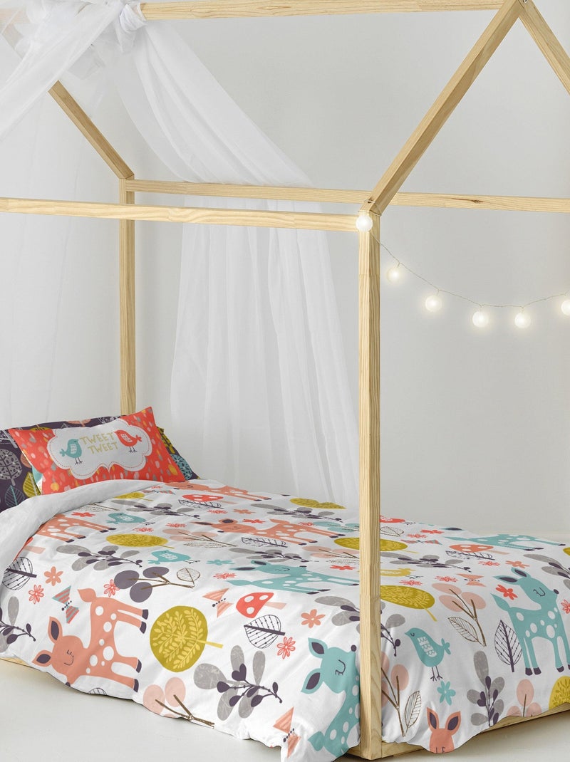 Parure housse de couette 2 pièces Woodland "Happyfriday" Blanc - Kiabi