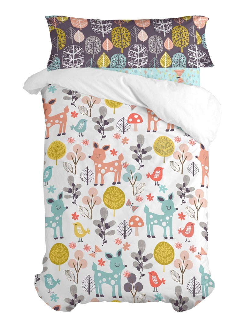 Parure housse de couette 2 pièces Woodland "Happyfriday" Blanc - Kiabi