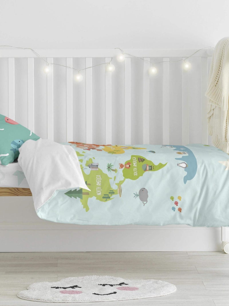 Parure housse de couette 2 pièces World map Berceau "Happyfriday" Multicolore - Kiabi