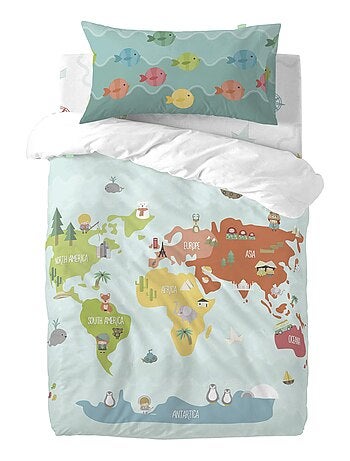 Parure housse de couette 2 pièces World map Lit Bébé "Happyfriday