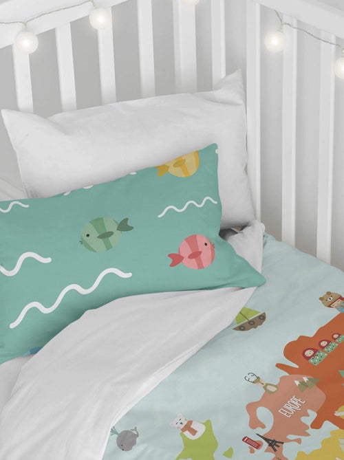 Parure housse de couette 2 pièces World map Lit Bébé "Happyfriday" - Kiabi