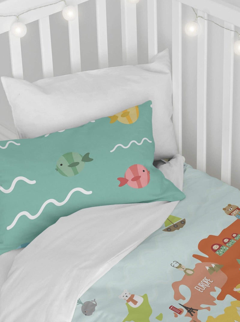 Parure housse de couette 2 pièces World map Lit Bébé "Happyfriday" Multicolore - Kiabi