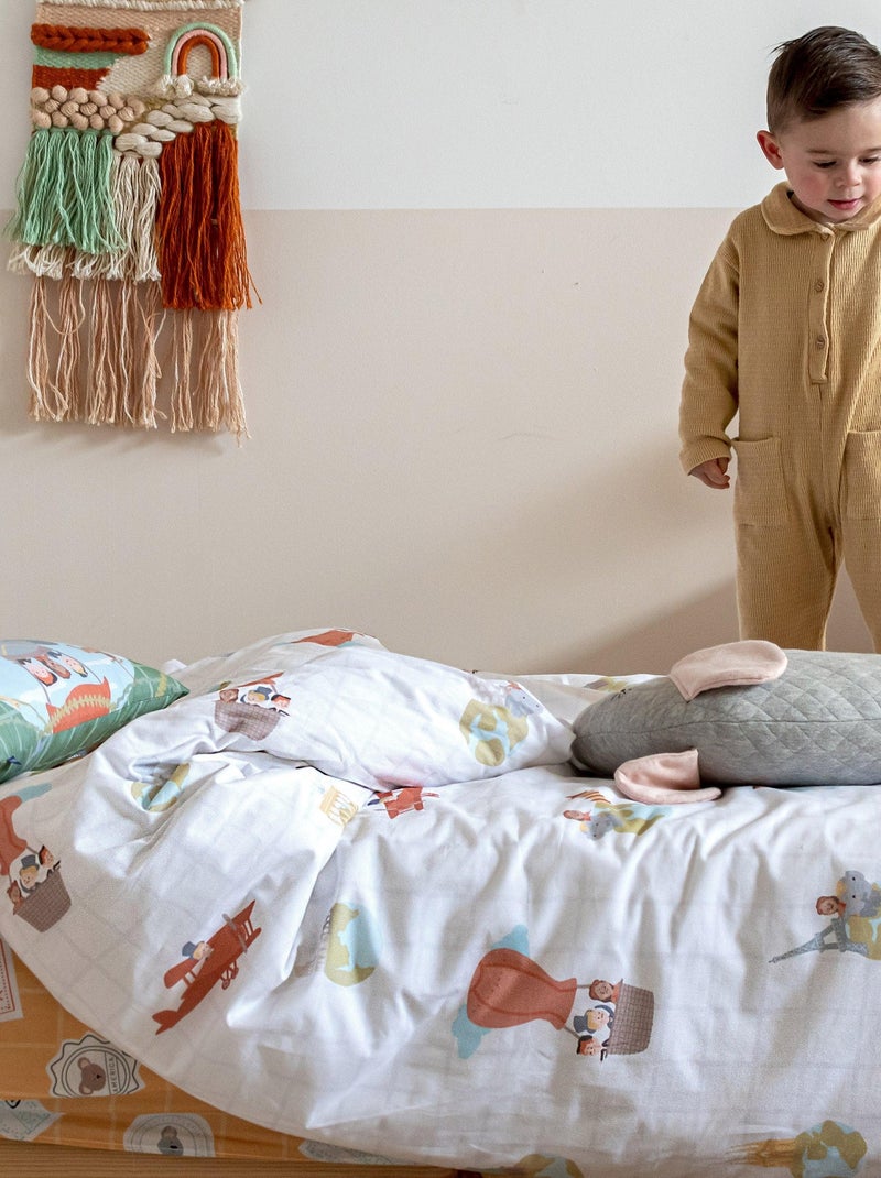 Parure housse de couette 2 pièces World trip "Happyfriday" Blanc - Kiabi