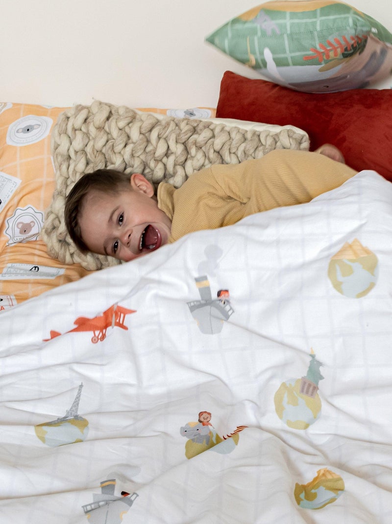 Parure housse de couette 2 pièces World trip "Happyfriday" Blanc - Kiabi