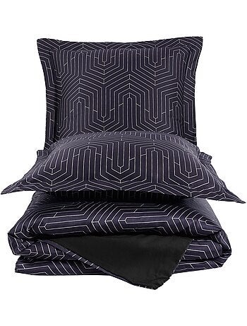 Parure housse de couette 220 x 240 cm Coton Design graphique