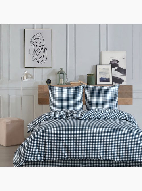 Parure housse de couette 220 x 240 cm Coton imprimé Vichy - Kiabi