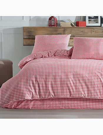 Parure housse de couette 220 x 240 cm Coton imprimé Vichy