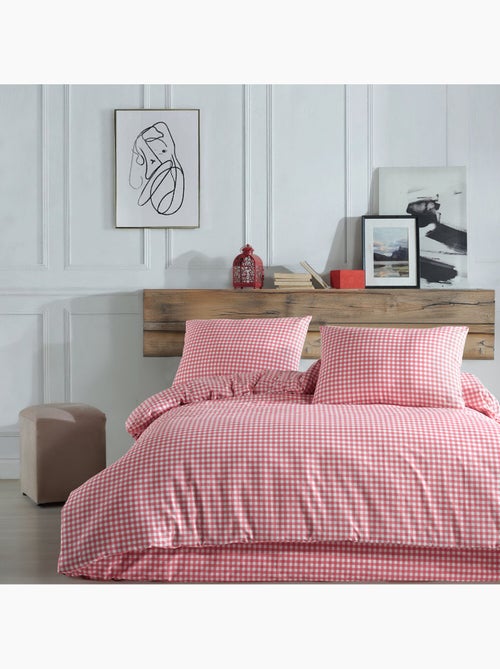 Parure housse de couette 220 x 240 cm Coton imprimé Vichy - Kiabi