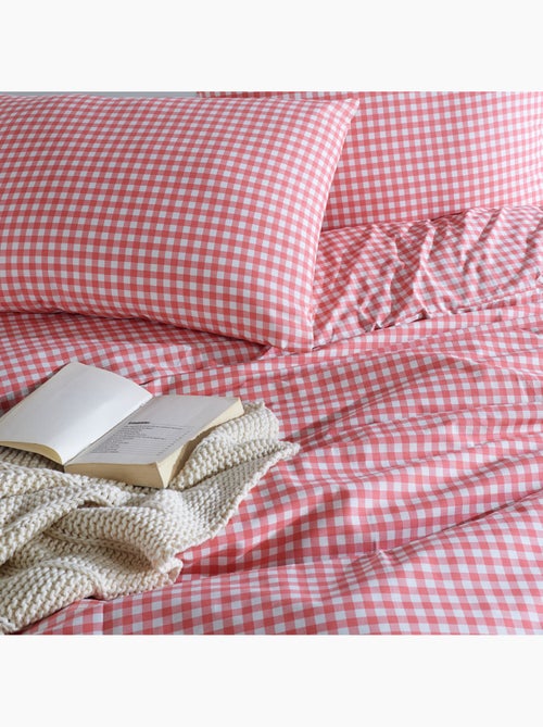 Parure housse de couette 220 x 240 cm Coton imprimé Vichy - Kiabi