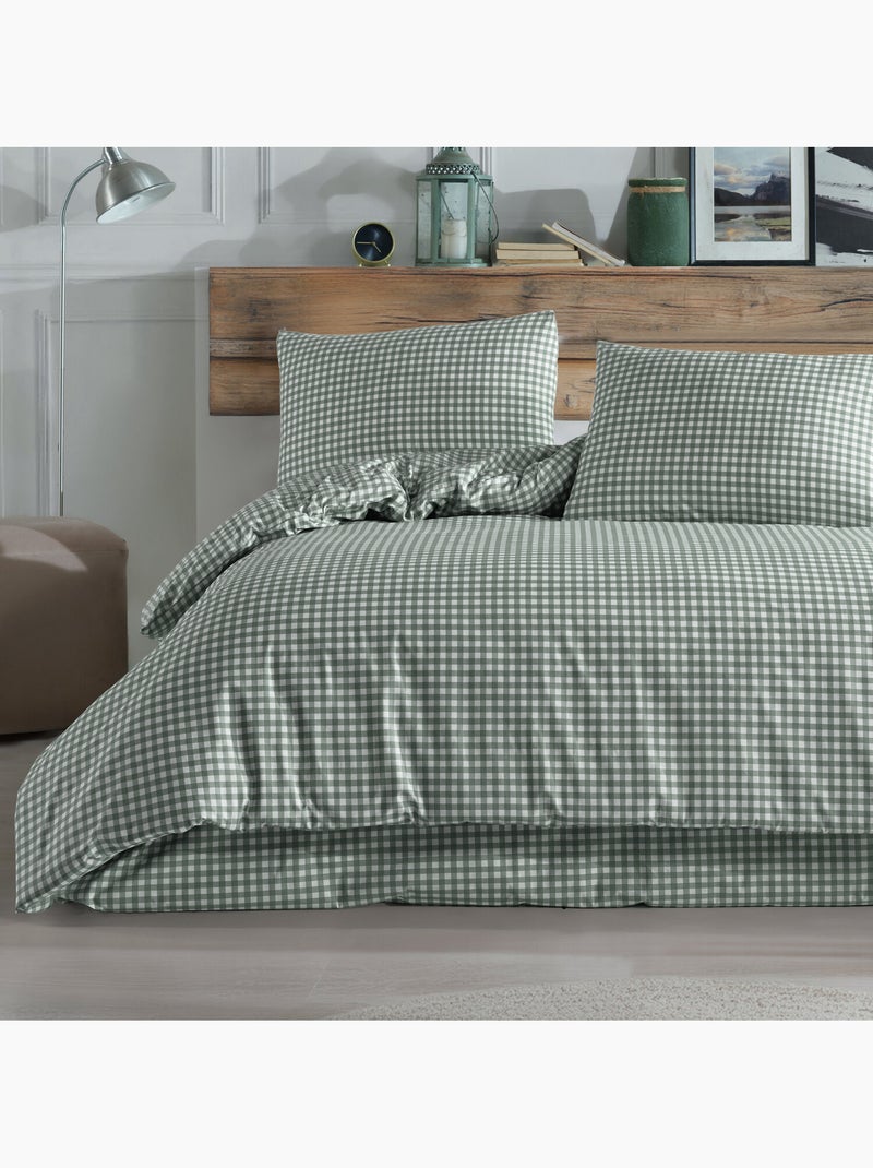 Parure housse de couette 220 x 240 cm Coton Vert - Kiabi