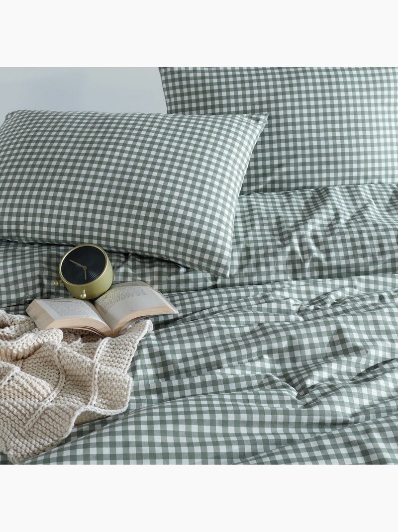 Parure housse de couette 220 x 240 cm Coton Vert - Kiabi