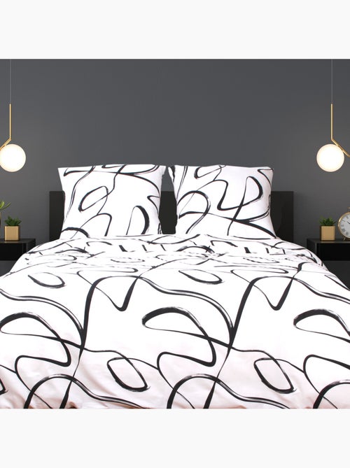 Parure housse de couette 240 x 220 cm Coton Design graphique - Kiabi