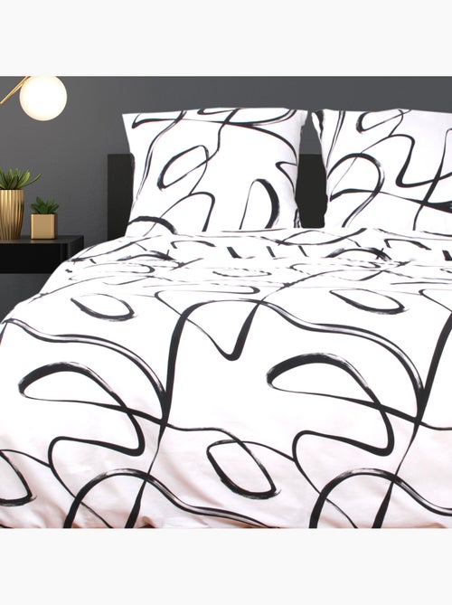 Parure housse de couette 240 x 220 cm Coton Design graphique - Kiabi