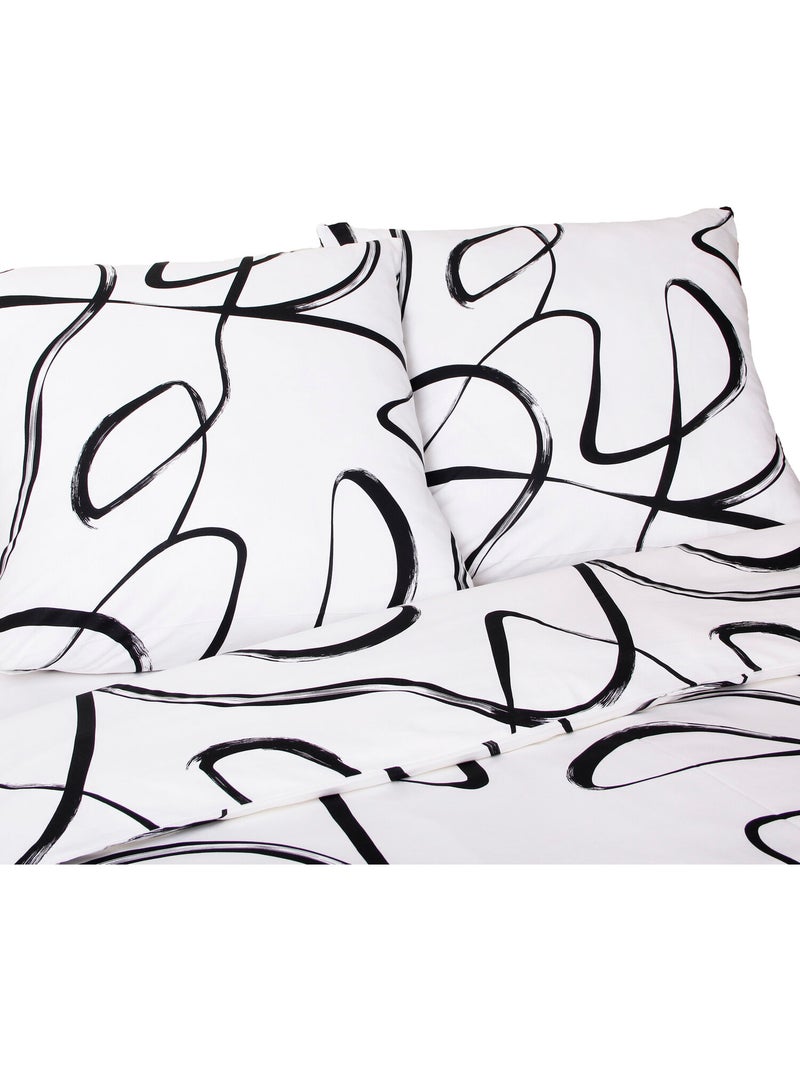 Parure housse de couette 240 x 220 cm Coton Design graphique Blanc - Kiabi