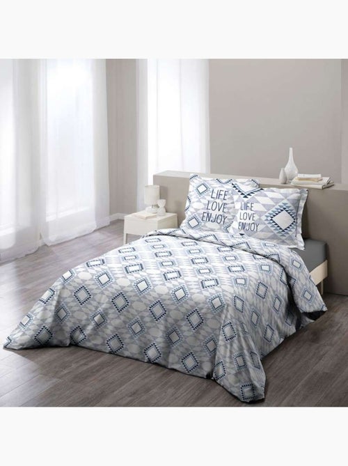 Parure housse de couette 240 x 220 cm Folio bleu - Kiabi Parure housse de couette 240 x 220 cm Folio bleu - Kiabi
