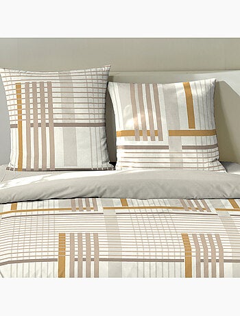 Parure housse de couette 240x220 cm 100% coton motif linéaire, ELOI