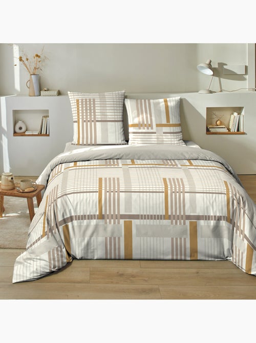 Parure housse de couette 240x220 cm 100% coton motif linéaire, ELOI - Kiabi Parure housse de couette 240x220 cm 100% coton motif linéaire, ELOI - Kiabi